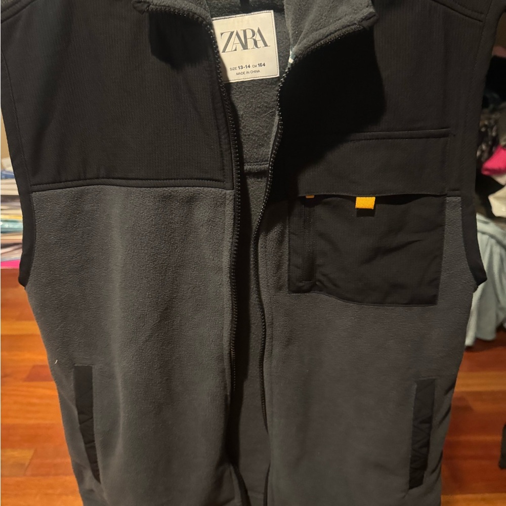 Zara Charcoal and Black Fleece Vest